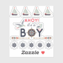 Nautisch Zeilboot Schip Ahoy Baby Jongen Scrapbook