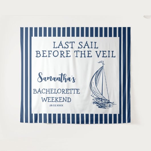 Nautisch zeilboot vrijgezellenfeest laatste zeilto wandkleed (Voorkant (horizontaal))