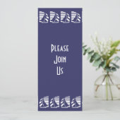 Nautisch Zeilen Blauw Wit Deco Custom Invitation Kaart (Staand voorkant)
