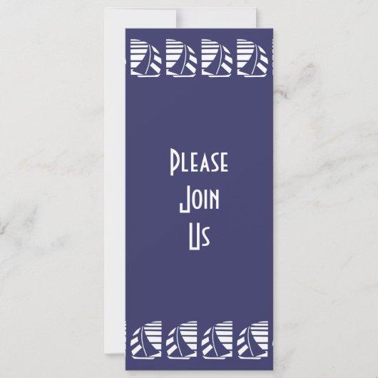 Nautisch Zeilen Blauw Wit Deco Custom Invitation Kaart (Voorkant)