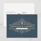 Nautisch zeilstrand bruiloft Save the Date Briefkaart (Voorkant / Achterkant)