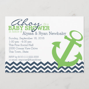 Nautisch Zigzag Anchor-Baby shower Kaart