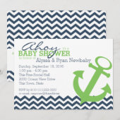 nautisch zigzaganker-Baby shower Kaart (Voorkant / Achterkant)