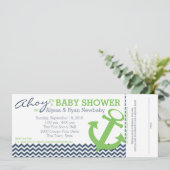 nautisch zigzaganker-Baby shower Kaart (Staand voorkant)