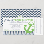 nautisch zigzaganker-Baby shower Kaart (Voorkant / Achterkant)