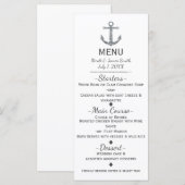 Nautisch Zilver Glitter Anker Glamour Menu Kaart (Voorkant / Achterkant)