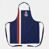 Nautisch zilveranker/wiel/wit/rood/blauw schort (Voorkant)