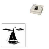 Nautisch zwart anker/zeilboot silhouet/meeuwen rubberstempel (Gestempeld)
