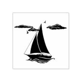 Nautisch zwart anker/zeilboot silhouet/meeuwen rubberstempel (Afrduk)
