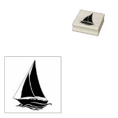Nautisch zwart anker/zeilboot silhouet op zee rubberstempel (Gestempeld)
