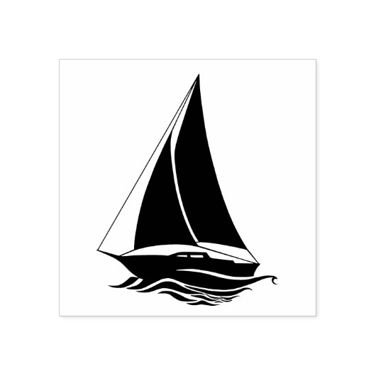 Nautisch zwart anker/zeilboot silhouet op zee rubberstempel (Afrduk)