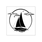 Nautisch zwart anker/zeilboot silhouet/zonsonderga rubberstempel (Afrduk)