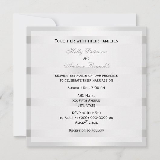 Nautisch Zwart Anker Zilver WT BG SQ Bruiloft Kaart (Achterkant)