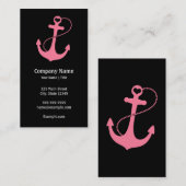 Nautisch zwart en roze visitekaartje (Voorkant / Achterkant)