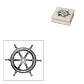 Nautisch zwart schip wiel / silhouet rubberstempel (Gestempeld)