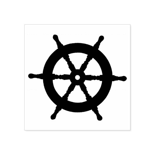 Nautisch zwart schip wiel / silhouet rubberstempel (Afrduk)