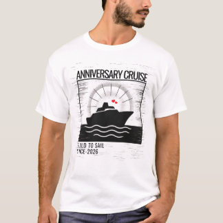 Nautisch Zwart-Wit Jubileum Cruise Vakantie T-shirt