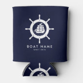 Nautisch zwoerd blauw en wit blikjeskoeler (Voorkant)