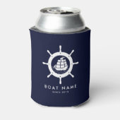 Nautisch zwoerd blauw en wit blikjeskoeler (Blikje Achterkant)