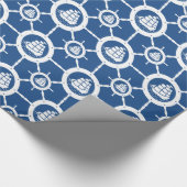 Nautisch zwoerd blauw en wit cadeaupapier (Hoek)