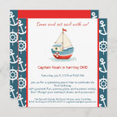 Nautische 1e verjaardag Pool Party uitnodiging (Voorkant / Achterkant)