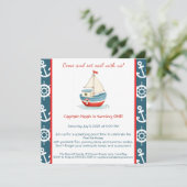 Nautische 1e verjaardag Pool Party uitnodiging (Staand voorkant)