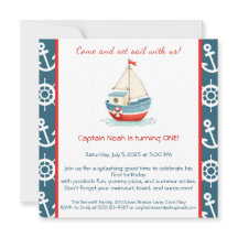 Nautische 1e verjaardag Pool Party uitnodiging