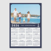 Nautische 2026 Fotokalender Magneet Marine Blauw (Voorkant)