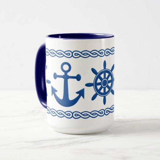 Nautische aangepaste mok - kies stijl en kleur (Voorkant links)