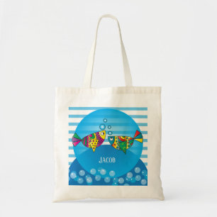Nautische 🐠 Abstracte kleurrijke vis Tote Bag