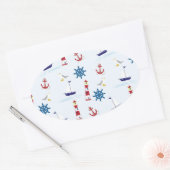 nautische achtergrond wallpaper papier ovale sticker (Envelop)