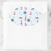 nautische achtergrond wallpaper papier ovale sticker (Tas)