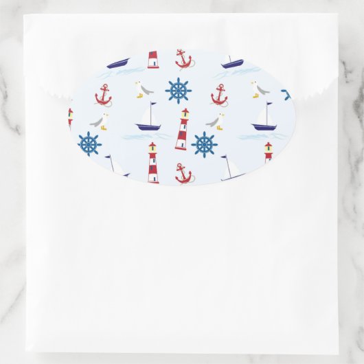 nautische achtergrond wallpaper papier ovale sticker (Tas)