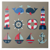 Nautische achtergrondpatronen tegeltje (Voorkant)