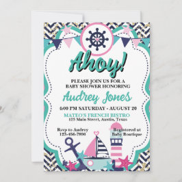 nautische ahoy-Baby shower Kaart