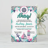 nautische ahoy-Baby shower Kaart (Staand voorkant)