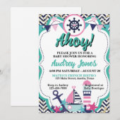 nautische ahoy-Baby shower Kaart (Voorkant / Achterkant)