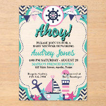 Nautische Ahoy Baby Shower Uitnodiging