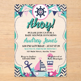 Nautische Ahoy Baby Shower Uitnodiging