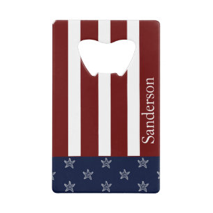 Nautische Amerikaanse vlag Rode Blauwe Starvis Creditkaart Flessenopener