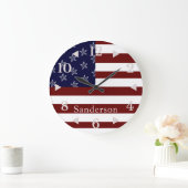 Nautische Amerikaanse vlag Rode Blauwe Starvis Grote Klok (Huis)