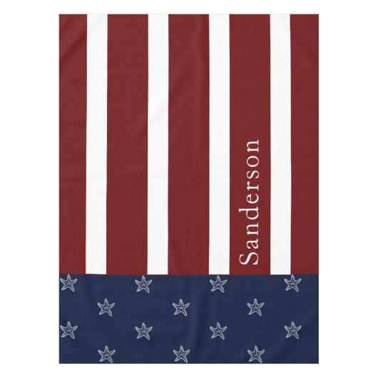 Nautische Amerikaanse vlag Rode Blauwe Starvis Tafelkleed (Voorkant)