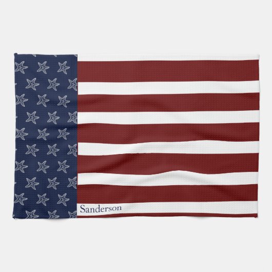 Nautische Amerikaanse vlag Rode Blauwe Starvis Theedoek (Horizontaal)