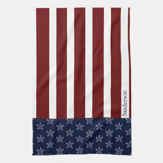 Nautische Amerikaanse vlag Rode Blauwe Starvis Theedoek (Verticaal)