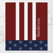 Nautische Amerikaanse vlag Rode Blauwe Starvis Wijn Etiket (Enkel label)