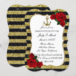 Nautische anchor Gold Black Stripe Engagement Part Kaart