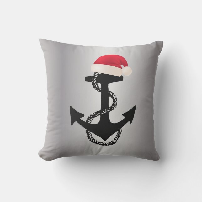 nautische ANCHOR met SANTA HAT | Buitenkussen (Voorkant)