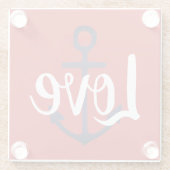nautische ANCHOR + script LOVE | Glazen Onderzetter (Achterkant)