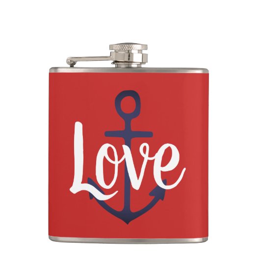 nautische ANCHOR + script LOVE | Heupfles (Voorkant)