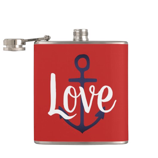 nautische ANCHOR + script LOVE | Heupfles (Geopend)